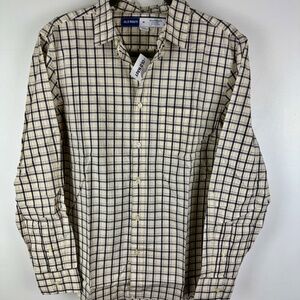 Old Navy Everyday Shirt NWT Mens Size M Blue/cream Plaid Long Sleeve